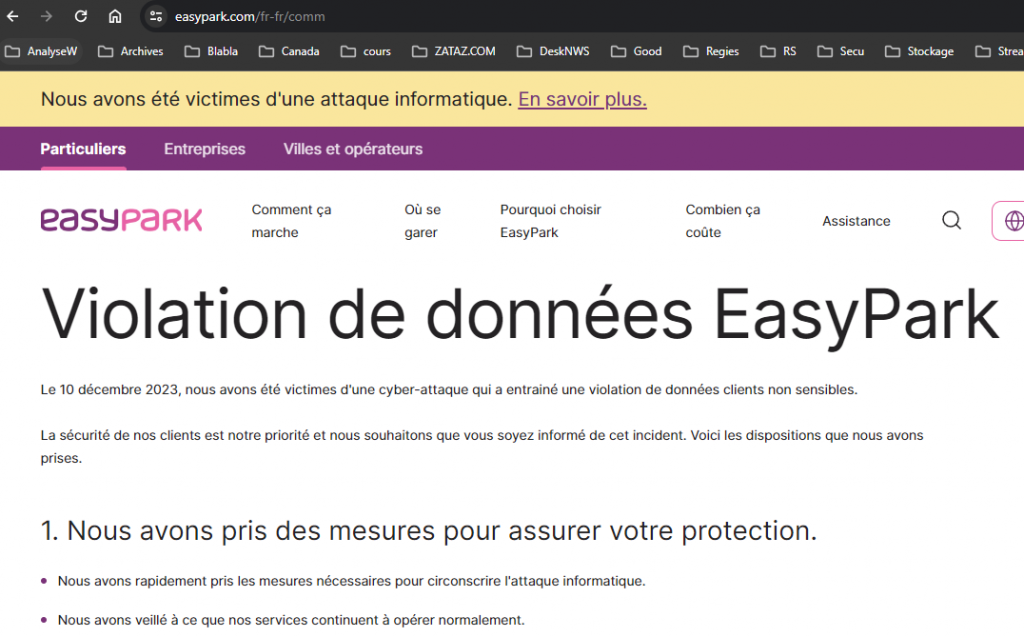 ZATAZ Violation de données chez EasyPark